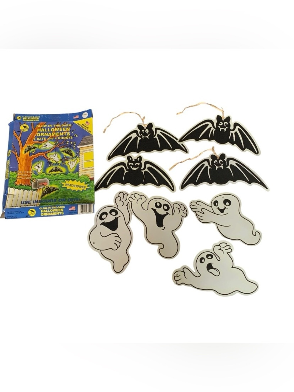 Vintage Halloween Sun Hill Industries Hanging Glow In The Dark Bats Ghosts